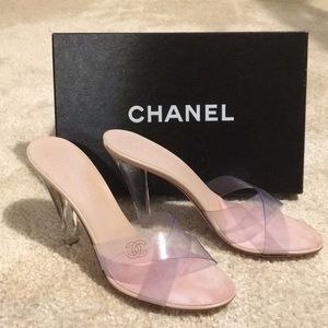 chanel clear mules